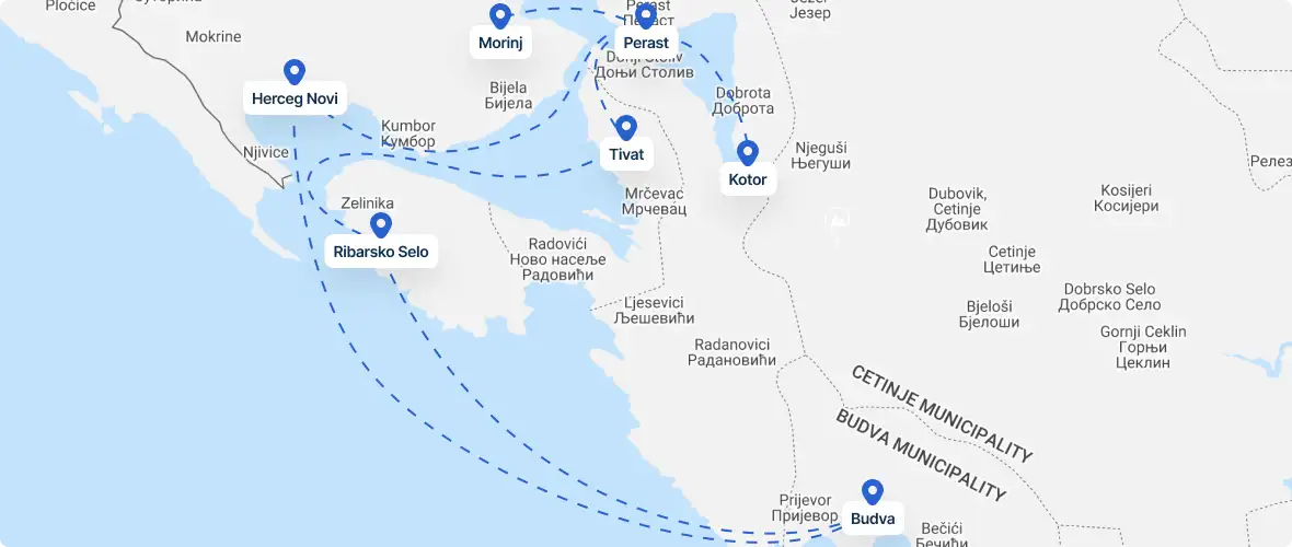 Montenegro Route Map